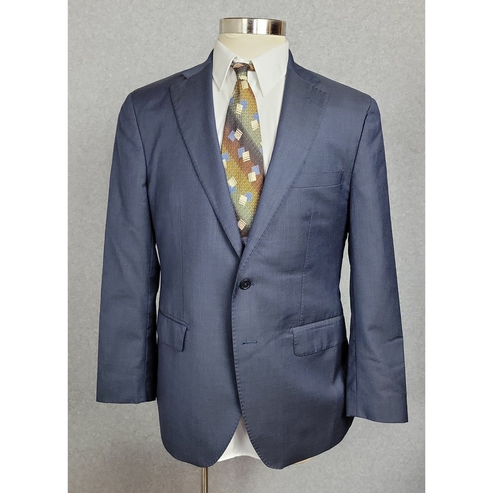 Saks Fifth Avenue Ermenegildo Zegna Wool Suit Jacket Navy Blue Modern Fit 42R